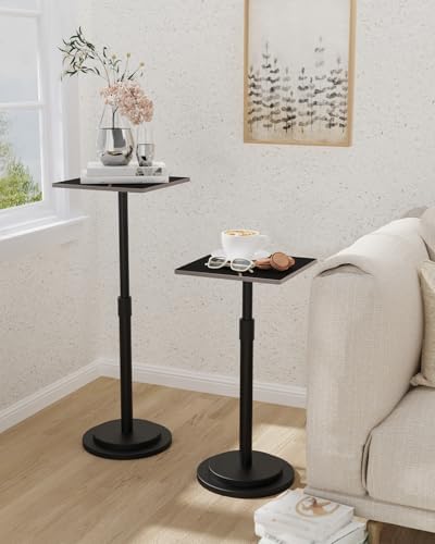 Square Drink Table, Height Adjustable Vintage Pedestal Stand, Black - Image 2