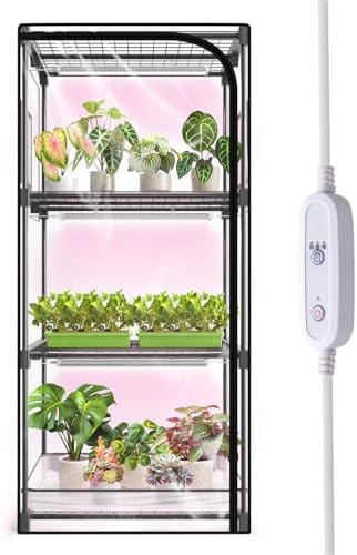 Indoor Greenhouse with Grow Light, 4-Tier Plant Stand, 27x19x59in by SpeePlant