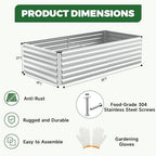 NAVINE 8x4x2ft Outdoor Metal Raised Garden Bed, Metal Planter Box, 4-Pack - Image 2
