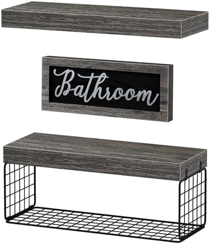 QEEIG ‎Bathroom Shelves with Decor Sign (Grey, 15.7") - Image 6