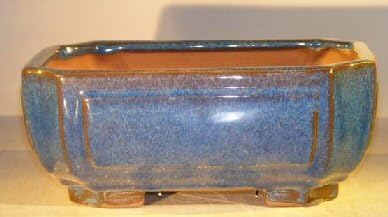 Blue Ceramic Bonsai Pot - Rectangle Professional Series 10 x 8 x 4 by Bonsai+Boy