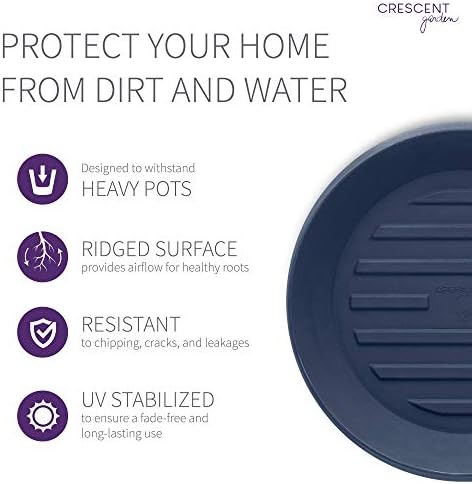 Crescent Garden Universal Round Planter Saucer, Durable Drainage Dish for Plant Pots, Heavy-Duty Plant Dishes Saucer, Indoor & Outdoor Plant Trays - Midnight Blue (18.5 inch Inner, 23.5inch Outer) - Image 6