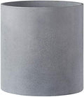 FaithLand 14 Inch Fiberstone Planter - Lightweight Modern Cylinder Plant Pot with Drainage Hole & Plug, Authentic Concrete Look, Gray by FaithLand
