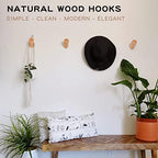 Felidio Wood Wall Hooks, 6 Pack Natural Wooden Coat Hooks Wall-Mounted, Rustic Heavy Duty Hook for Hanging Towels Coats Plants, Entryway Hat Hanger Wall Coat Rack (Beech Wood) - Image 3