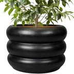 SQOWL 10 Inch Pot for Plants - Ceramic Planter for Indoor Plants Large Plant Pot with Drainage Hole Outdoor Flower Pot Decorative Round Planter for Porch House Decor Black by SQOWL