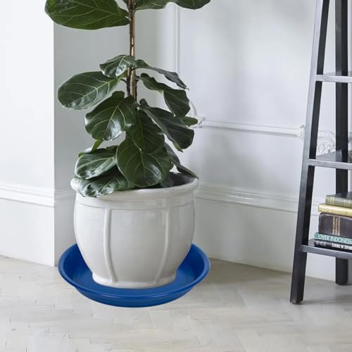 Plant Saucer Pot Tray 14 inch, 4 Packs Plastic Flower Planter Saucers and Drip Trays for Indoors Outdoors, Heavy Durable Plant Plate Water Catcher (Blue) - Image 3