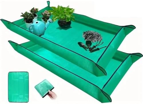 2 PCS Waterproof Plant Repotting Mat - Foldable Portable for Indoor Succulents Easy Soil Change Watering Pad(100cm x 75cm) - Image 2
