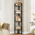 Tajsoon Small Corner Shelf Stand 4 Tier 48.5" with Metal Frame, Black by Tajsoon