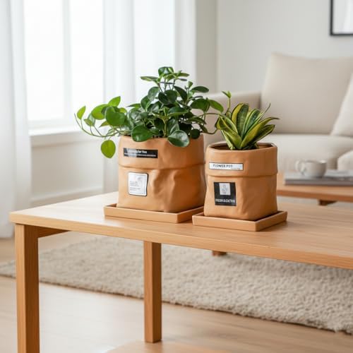 Nihow 8 Inch Ceramic Plant Pot with Drainage & Square Saucer,Terracotta - Image 4