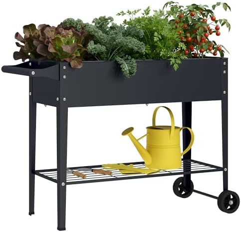 Elevate 32" Tall Raised Garden Bed with Wheel,Planter Box for Backyard,Outdoor Garden, Patio, Balcony, 400lb Capacity,Grey by ChuangshuoGuard