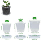 30 Pack 5/6/7 Inch Clear Nursery Pots with Drainage and 30 Pack Plant Saucers, Plant Pots for Plants Transparent Potting Containers for Plants Seeding Starter Pot (Clear, 5/6/7 Inch) - Image 2