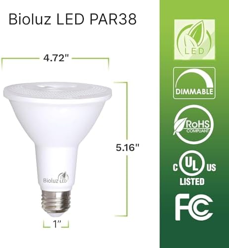 Bioluz LED 10 Pack PAR38 LED Light Bulb 90 CRI 12W = 100-120 Watt Replacement, Daylight 5000K, Dimmable Light Bulbs Flood Lights Outdoor/Indoor UL Listed Light Bulbs Title 20 High Efficacy LED Bulbs - Image 2