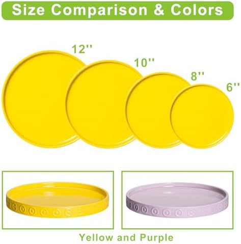 Eightpot Plant Drip Trays, 11.4 Inch Plant Saucers for Indoors, Ceramic Plant Saucers for Outdoors, Round Plants Plates to Catch Water, Boho Decorative Plants Dishes to Catch Water, Yellow - Image 7