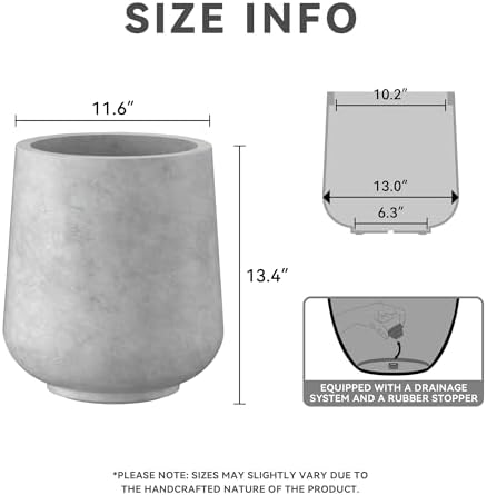 Kante Pale Gray Concrete Planter 13" Dia All-Weather Round Accent Pot - Image 2