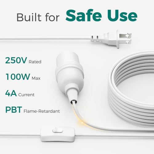 DiCUNO Pendant Light Cord, for Hanging Paper Lantern, 13 Ft, White, 4-Pack - Image 4