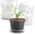 RooTrimmer 12 Pack 8 Inch Clear Plant Pots with Saucers, Transparent Plastic Nursery Pots with Drainage Hole, Sturdy Garden Planter Pots, Planting Starter Pots for Indoor Outdoor by RooTrimmer