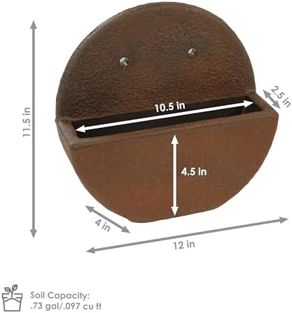Sunnydaze 12-Inch Round Polyresin Wall Planter - Dark Brown - Set of 4 - Image 2