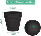 vensovo 5 Inch Black Terracotta & Clay Pots with Saucer, 6 Pack - Image 2