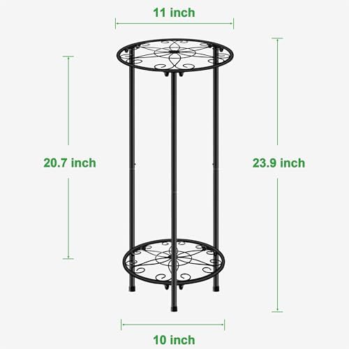 CASIMR Plant Stand Indoor Outdoor, Metal Rustproof Flower Shelf 2 Tier 23.9 inch, Tall Multiple Plant Pot Holder Rack for Garden Patio Living Room Corner Balcony, 2 Pack Black - Image 5