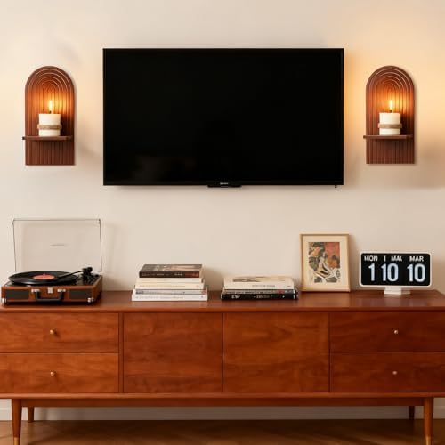 Mid Century Modern Walnut Wall Candle Holder Set of 2 - Image 4