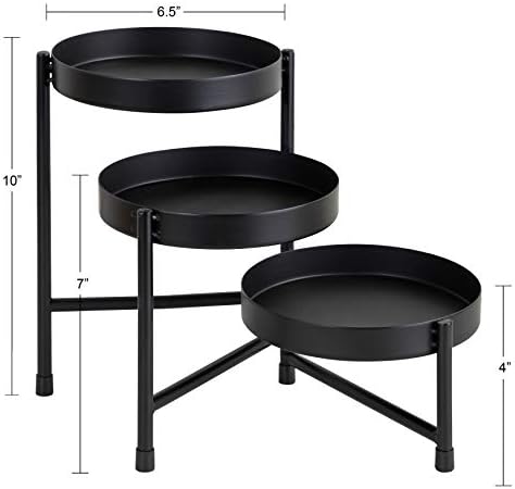 Kate and Laurel Finn Modern Tri-Level Metal Plant Stand, 7.25 x 7.25 x 10, Black, Indoor Multi-Tiered Plant Stand for Tabletop - Image 5
