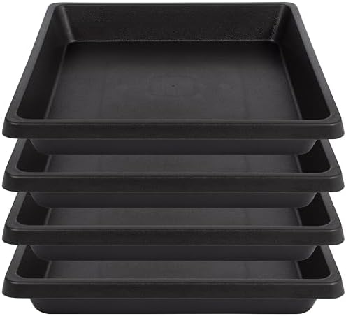 Plant Saucer 12 Inch Square 4 Pack, Plastic Plant Drip Trays, Plant Saucers for Indoors and Outdoors, Flower Pot Saucers, Saucers for Potted Plants, Planter Saucer, Plant Water Catcher Trays for Pots by Unknown