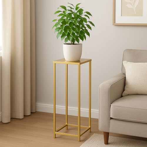 Koyal Wholesale 1Pcs 29 Inch Tall Modern Matte Gold Pedestal Stand, Metal Plant Stand Indoor Flower Pedestal Stands for Wedding Gold Harlow Stand Home Decor by KoyalWholesale