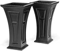 FCMP Outdoor Heritage Self-Watering Planter (2-Pack) – Set of 2 Large Planters for Porch, Patio, Outdoor/Indoor (HP3000-BLK-2) Black (28.5-inch Tall) by FCMPOutdoor