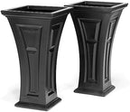 FCMP Outdoor Heritage Self-Watering Planter (2-Pack) – Set of 2 Large Planters for Porch, Patio, Outdoor/Indoor (HP3000-BLK-2) Black (28.5-inch Tall) by FCMPOutdoor