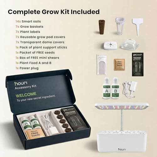 Nouri Hydroponics Growing System, 7 pod Smart Indoor Herb Garden Kit with LED Grow Lights, Hydroponic Herb Garden Indoor for Plant Lovers, Gardeners, Kitchen, Tomato Seeds Included - Image 2