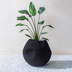 FAB HAB Gaia Handmade Sphere Metal Planter in Mocha Charcoal – Indoor/Outdoor, Lightweight with Drainage Hole by FabHabitat