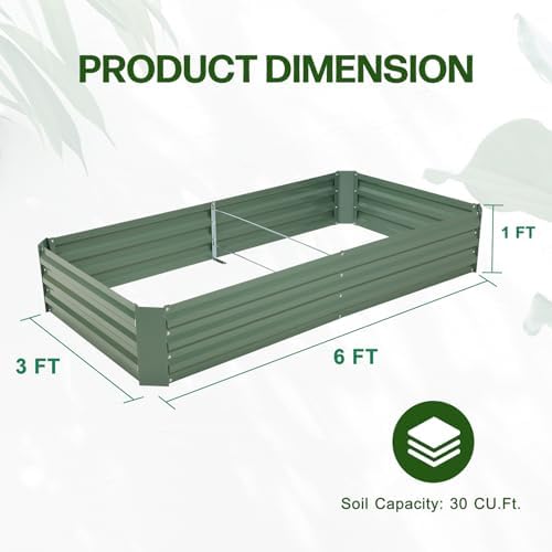 Aoodor 6 x 3 x 1 ft Outdoor Raised Garden Bed - Image 2