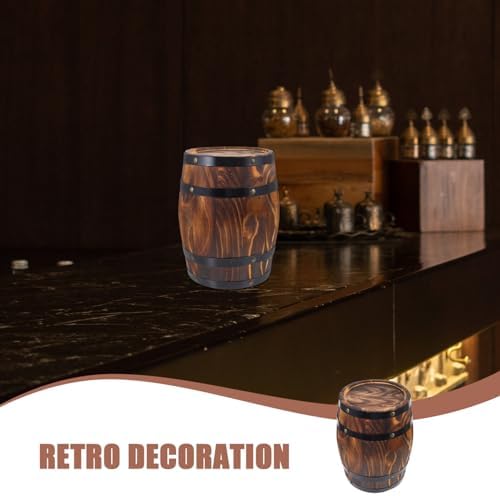 LIOOBO Wood Wine Barrel Decor: Whiskey Bucket Decoration, Vintage Flower Planter Container, Barrels for Decor Party - Image 3