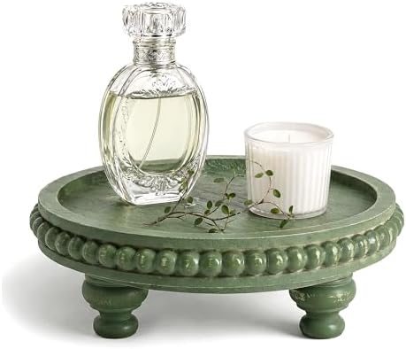 EOSAHR Beaded Wood Riser, Pedestal Stand for Bathroom Counter, Green by EOSAHR