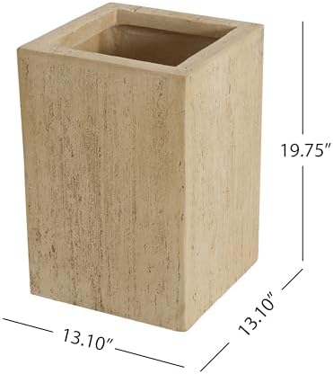 Christopher Knight Home Jorine Rectangular Planter, Patio Plant Urn, Lightweight Concrete Garden Pot, Plant Pot with Drain Plug, Outdoor Large Planter for Backyard Garden Poolside, 19.75" Travertine - Image 5