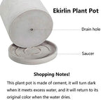 Ekirlin 9 Inch Flower Plant Pot Indoor - Grey Cement Garden Planter Concrete Planter with Drain Hole Saucer, Modern Succulents Containers for Home Decor, Office & Outdoor - Image 2