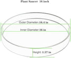 1 Pack 16 inch Plant Saucer Drip Tray, Heavy Sturdy Plastic Planter Flower Pot Drainage Tray Plate Saucers for Indoor Outdoor Garden, Plant Water Drip Trays for pots Base (16", Beige) - Image 2
