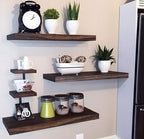 YYWUOJJ Wood Floating Shelves for Wall Decor, Rustic Wall Shelves for Bedroom Bathroom Kitchen Living Room, Set of 4 Walnut - Image 7