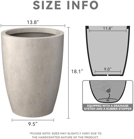 Kante Small Round Tapered Weathered Concrete Planter 18.1" Tall, Outdoor - Image 2
