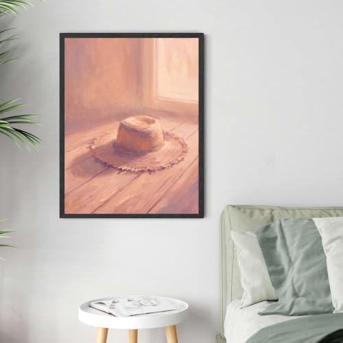 Straw Hat Still Life Wall Art, Black Framed Impressionist Print - Image 4