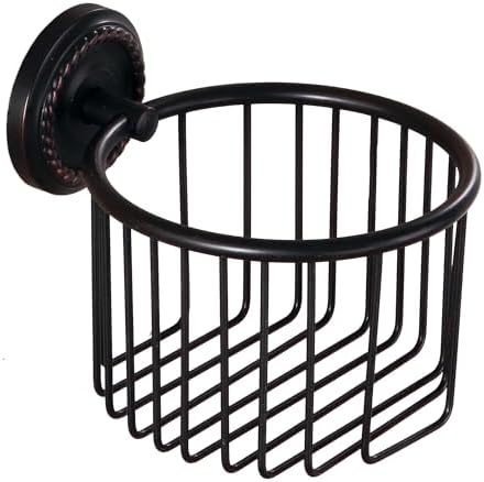 Vintage Wall-Mounted Toilet Paper Holder with Wire Basket Design, Oil-Rubbed Bronze, Wall-Mounted Bath Hand Towel Holder with Braiding Carvings, Vintage Style. by Kelelife
