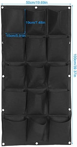 Zerone Garden Planter Bag Pocket, 7/12/15/18 Pockets Planting Bag Garden Balcony Wall Vertical Flower Plants Hanging Planter(15 Pockets) - Image 2