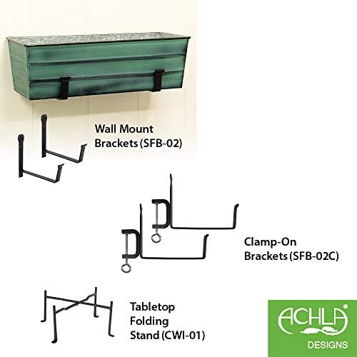 Achla Designs Galvanized Window Flower Box Planter-Green-Medium (24" L x 9.5" W x 7.5" H) - Image 3