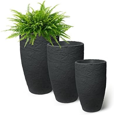 Algreen Athena Self-Watering Planter, Tall Tapered Indoor/Outdoor Plant Pot with Water Reservoir, Black, 24.5" H x 15" Dia. - Image 4