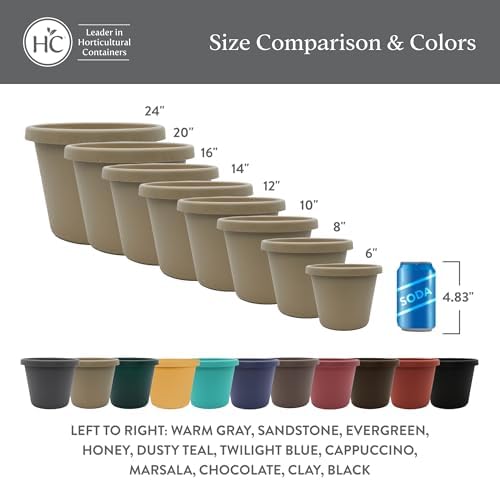 The HC Companies Prima Round Planter Pot, 20 Inch, Marsala, 2-Pack - Image 6