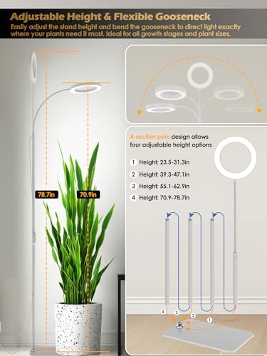 24W Grow Lights for Indoor Plants, Full Spectrum LED Plant Light With Stand - Image 6