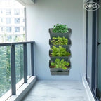 Self Watering Vertical Wall Planter, 24 Pockets 13" Stackable Hanging Planters Indoor Outdoor Living Wall with Hose and Drainage Tray Kit, Green Plastic Pot Herb Plants for Deck Garden - Image 5