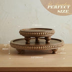 EOSAHR Round 2-Piece Display Risers, Farmhouse Display Stand, Brown - Image 2