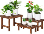 3 Tiered Small Plant Stands Shelf Indoor Outdoor Wood Flower Stand by COOGOU