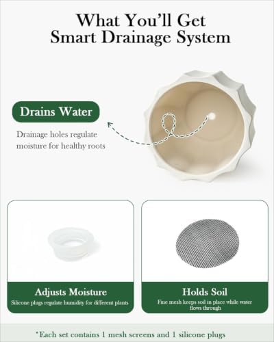 10 Inch Ceramic Plant Pot for Indoor Plants with Drainage Hole - Image 4